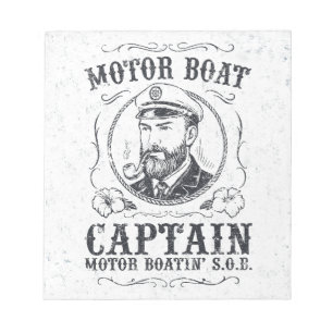 Motor Boat Captain Funny Pontoon Boating Notepad