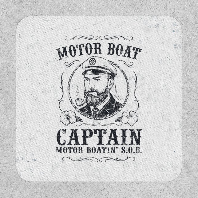Motor Boat Captain Funny Pontoon Boating Patch (Front)
