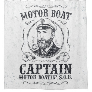 Motor Boat Captain Funny Pontoon Boating Shower Curtain