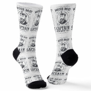 Motor Boat Captain Funny Pontoon Boating Socks