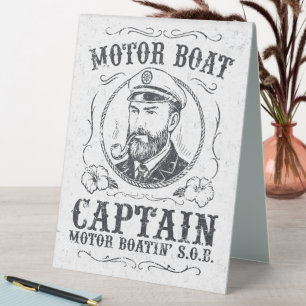 Motor Boat Captain Funny Pontoon Boating Table Tent