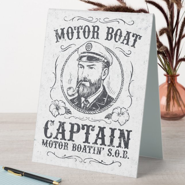 Motor Boat Captain Funny Pontoon Boating Table Tent (In SItu (Table))