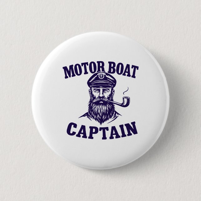 Motor Boat Captain Tee Funny Boating Outfit Sailin Button (Front)