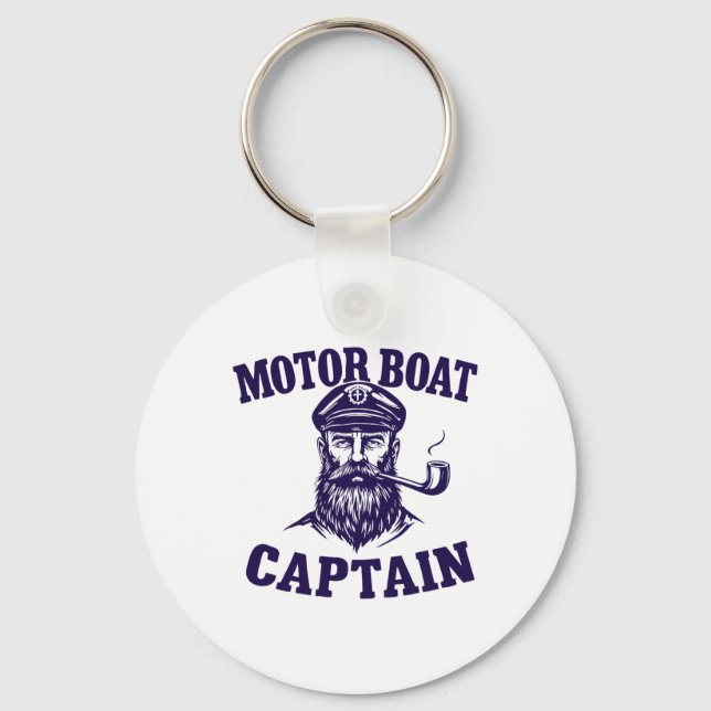 Motor Boat Captain Tee Funny Boating Outfit Sailin Keychain (Front)