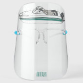 Motor boat cartoon illustration face shield (Front)