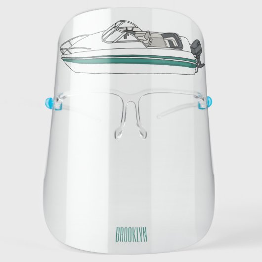 Motor boat cartoon illustration  face shield (Front)