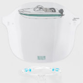 Motor boat cartoon illustration  face shield (Front w/Glasses)