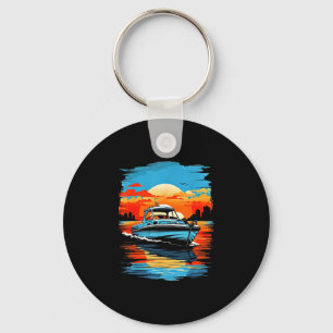 Motor boat yacht cruise summer boating  keychain