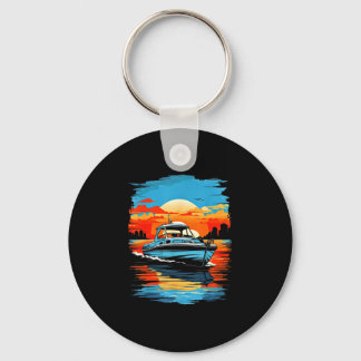 Motor boat yacht cruise summer boating keychain