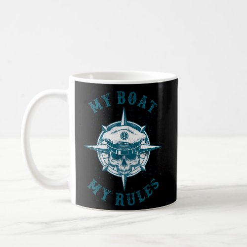 Motor Boating Captain My Boat My Rules Skull Coffee Mug