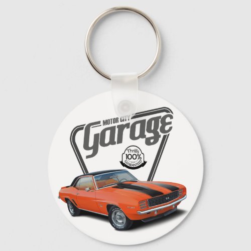 Motor City Garage Orange Camaro Keychain