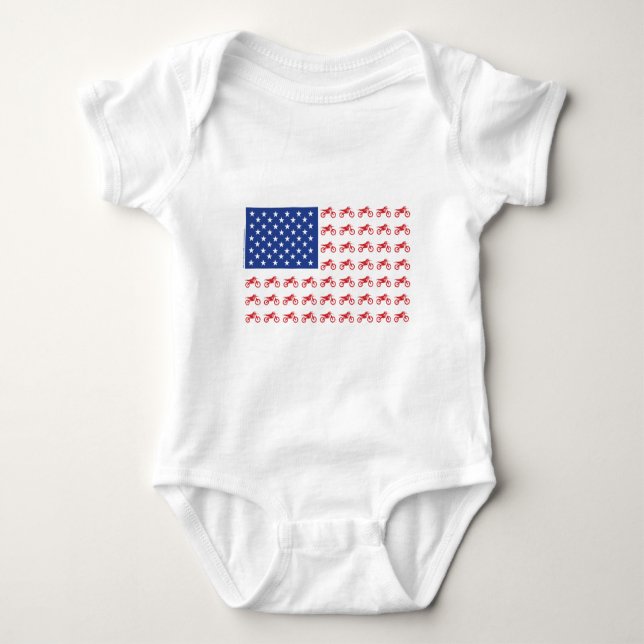Motor-Cycle-Flag-Moto-Cross Baby Bodysuit (Front)
