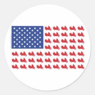 Motor-Cycle-Flag-WING Classic Round Sticker