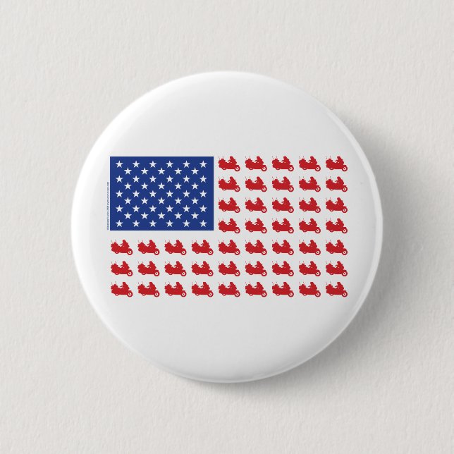 Motor-Cycle-Flag-WING Pinback Button (Front)