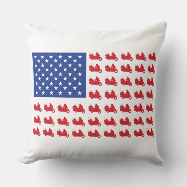 Motor-Cycle-Flag-WING Throw Pillow (Front)