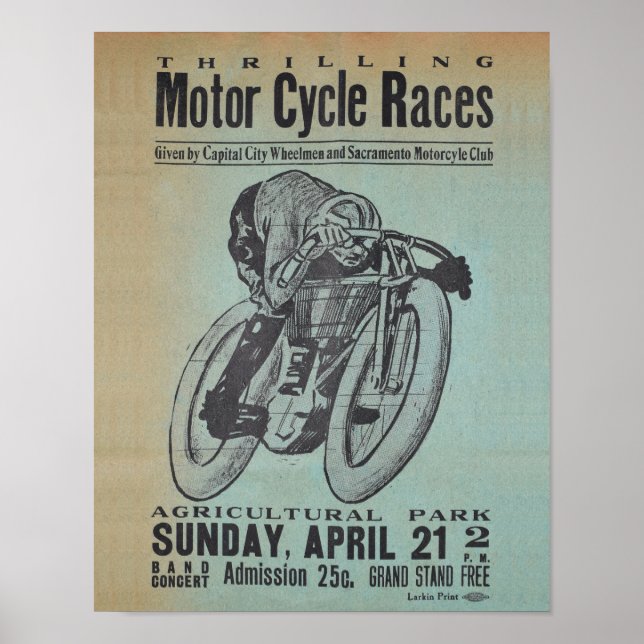 Motor Cycle Races Poster (Front)