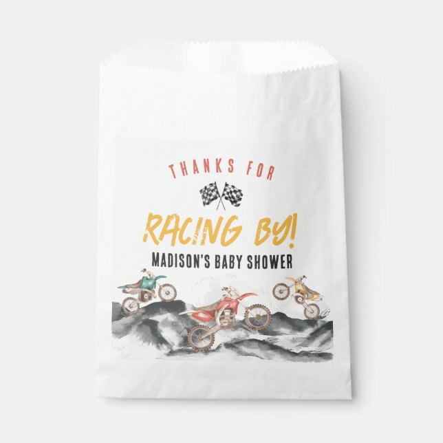 Motor Dirt Bike Baby Shower Favor Bag (Front)