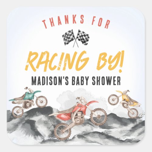 Motor Dirt Bike Baby Shower Favor Sticker