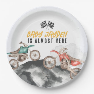 Motor Dirt Bike Baby Shower Table Decor Paper Plates