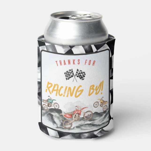 Motor Dirt Bike Birthday Party Can Cooler Favor (Can Front)