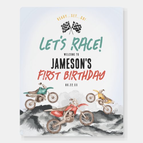 Motor Dirt Bike Boy Birthday Party Welcome Sign