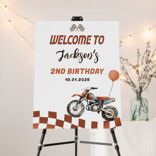 Motor Dirt Bike Boy Birthday Welcome Sign