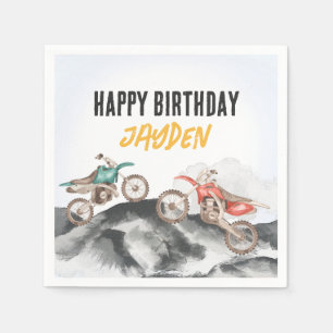 Motor Dirt Bike Fast One 1st birthday party Napkins