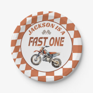 Motor Dirt Bike Fast One 1st Birthday Party Paper Plates