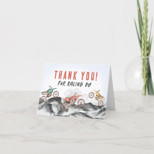 Motor Dirt Bike Racer Blank Thank You Card