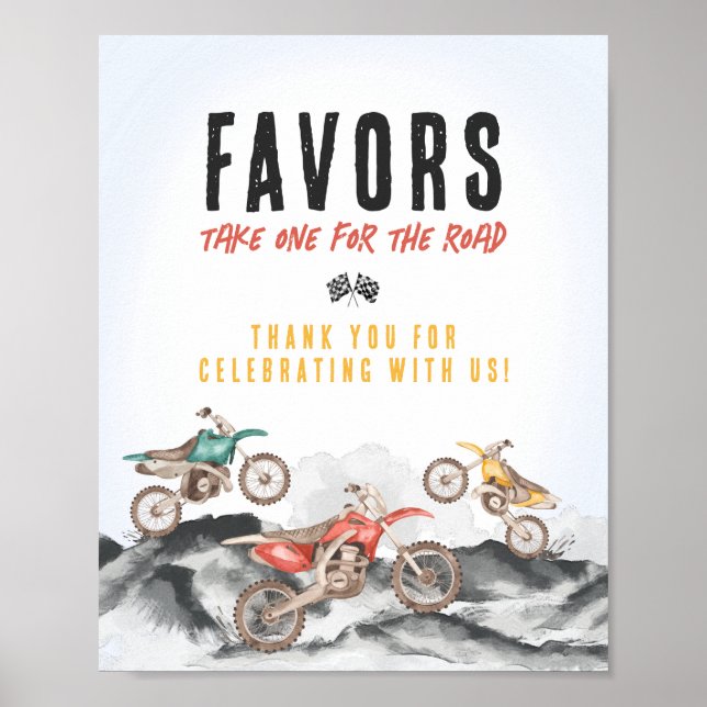 Motor Dirt Bike Shower Party Favors Sign (Front)