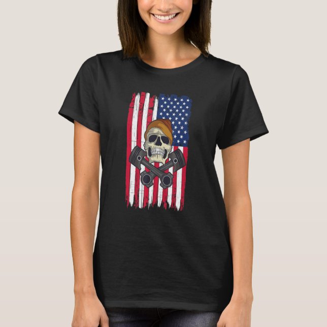 Motor For Car Mechanics Patriotic T-Shirt (Front)