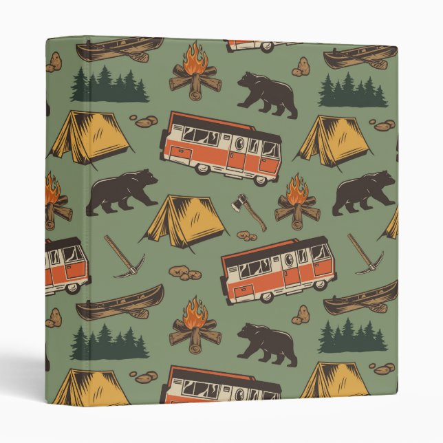 Motor Home Camp Adventures Pattern 3 Ring Binder (Front/Spine)