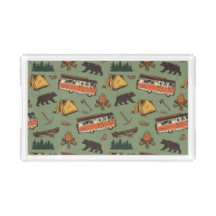 Motor Home Camp Adventures Pattern Acrylic Tray