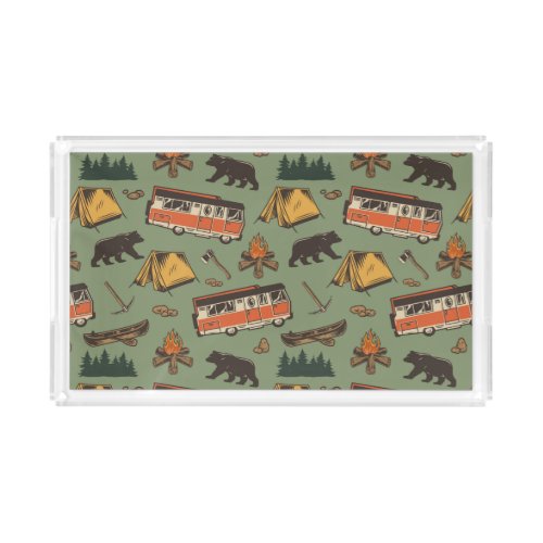 Motor Home Camp Adventures Pattern Acrylic Tray