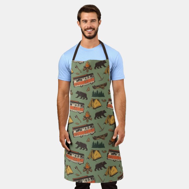 Motor Home Camp Adventures Pattern Apron (Worn)