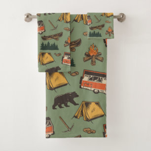 Motor Home Camp Adventures Pattern Bath Towel Set