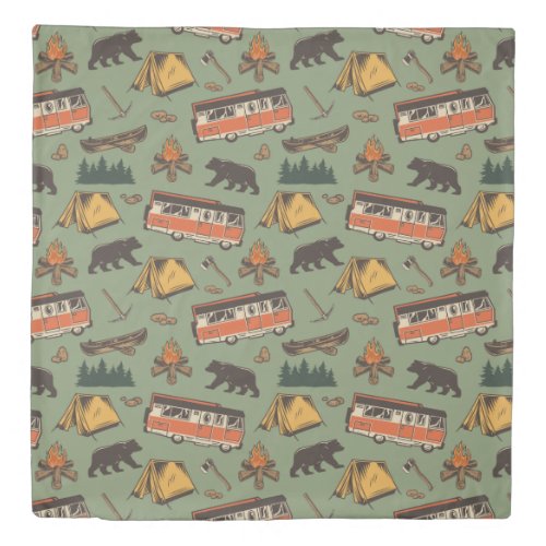 Motor Home Camp Adventures Pattern Duvet Cover