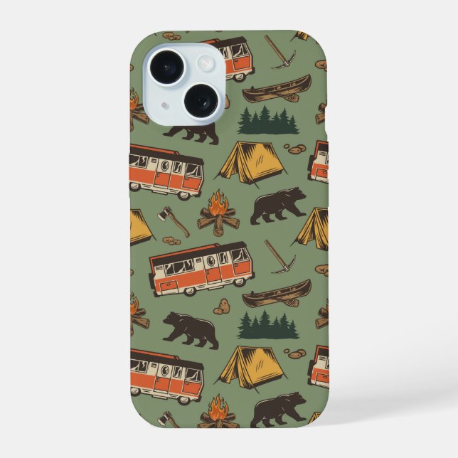 Motor Home Camp Adventures Pattern Iphone Case (Back)