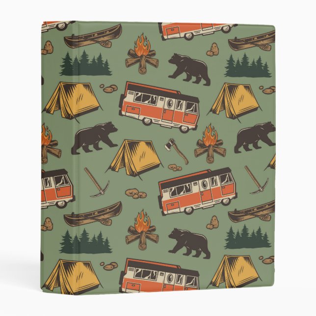 Motor Home Camp Adventures Pattern Mini Binder (Front/Spine)