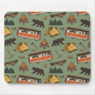 Motor Home Camp Adventures Pattern Mouse Pad