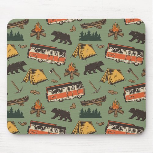 Motor Home Camp Adventures Pattern Mouse Pad