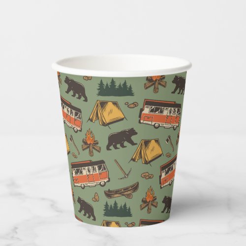 Motor Home Camp Adventures Pattern Paper Cups