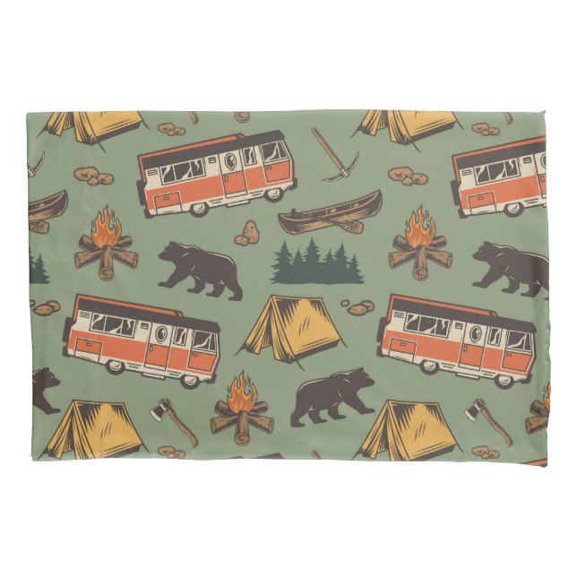 Motor Home Camp Adventures Pattern Pillow Case (Front-Left)