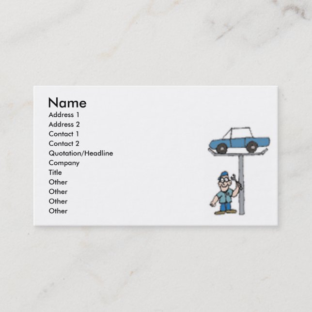 Motor Mechanic Business Card (Front)