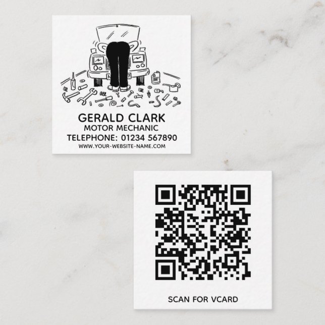Motor Mechanic Square Business Card (Front/Back)