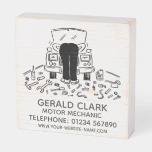 Motor Mechanic Square Wooden Box Sign