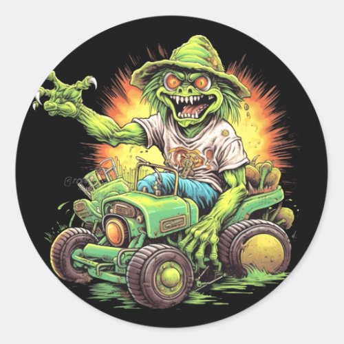 MOTOR MONSTER Metal Lunch Box Classic Round Sticker