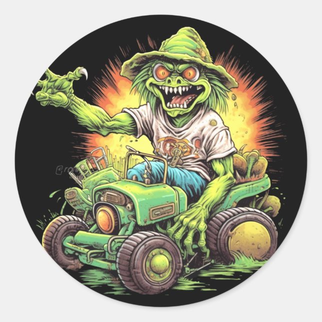 MOTOR MONSTER Metal Lunch Box Classic Round Sticker (Front)