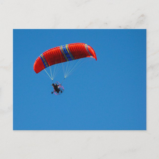 Motor Paraglider on Blue Sky Postcard (Front)