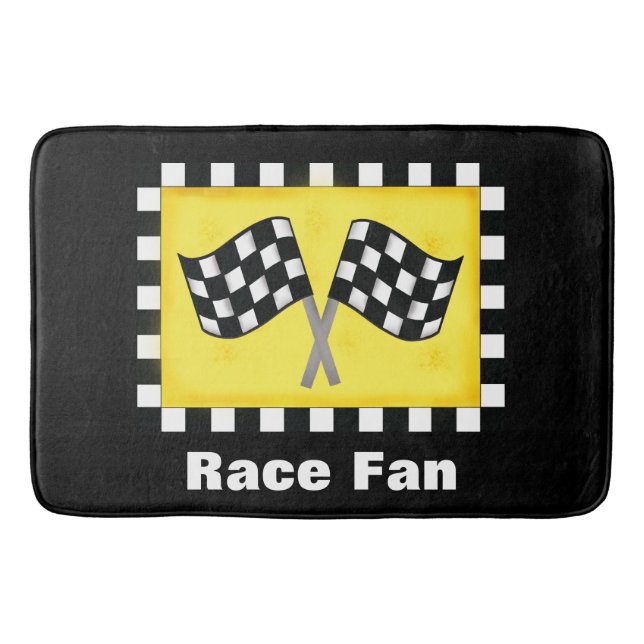 Motor Racing Black White Checkered Flag Custom Bath Mat (Front)